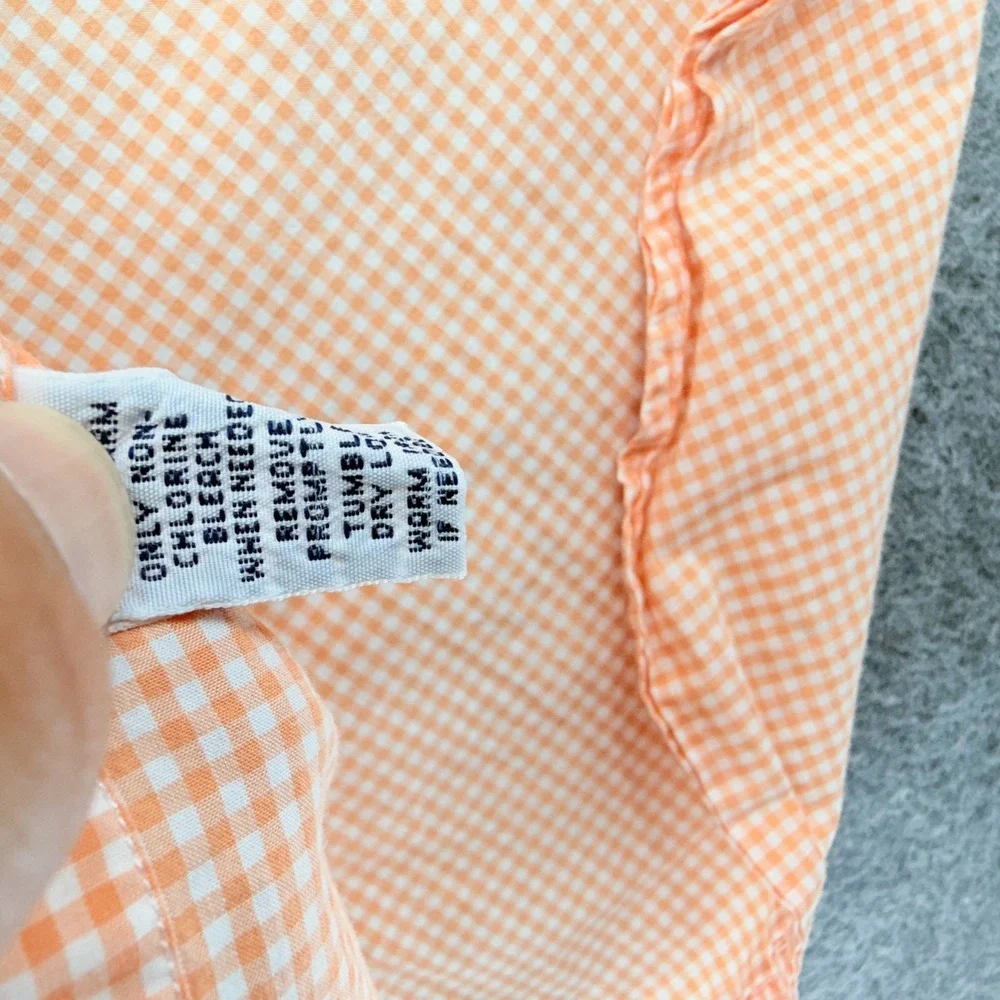 Polo Ralph Lauren Mens XXL Orange Gingham Cotton Button Up Short Sleeve Shirt